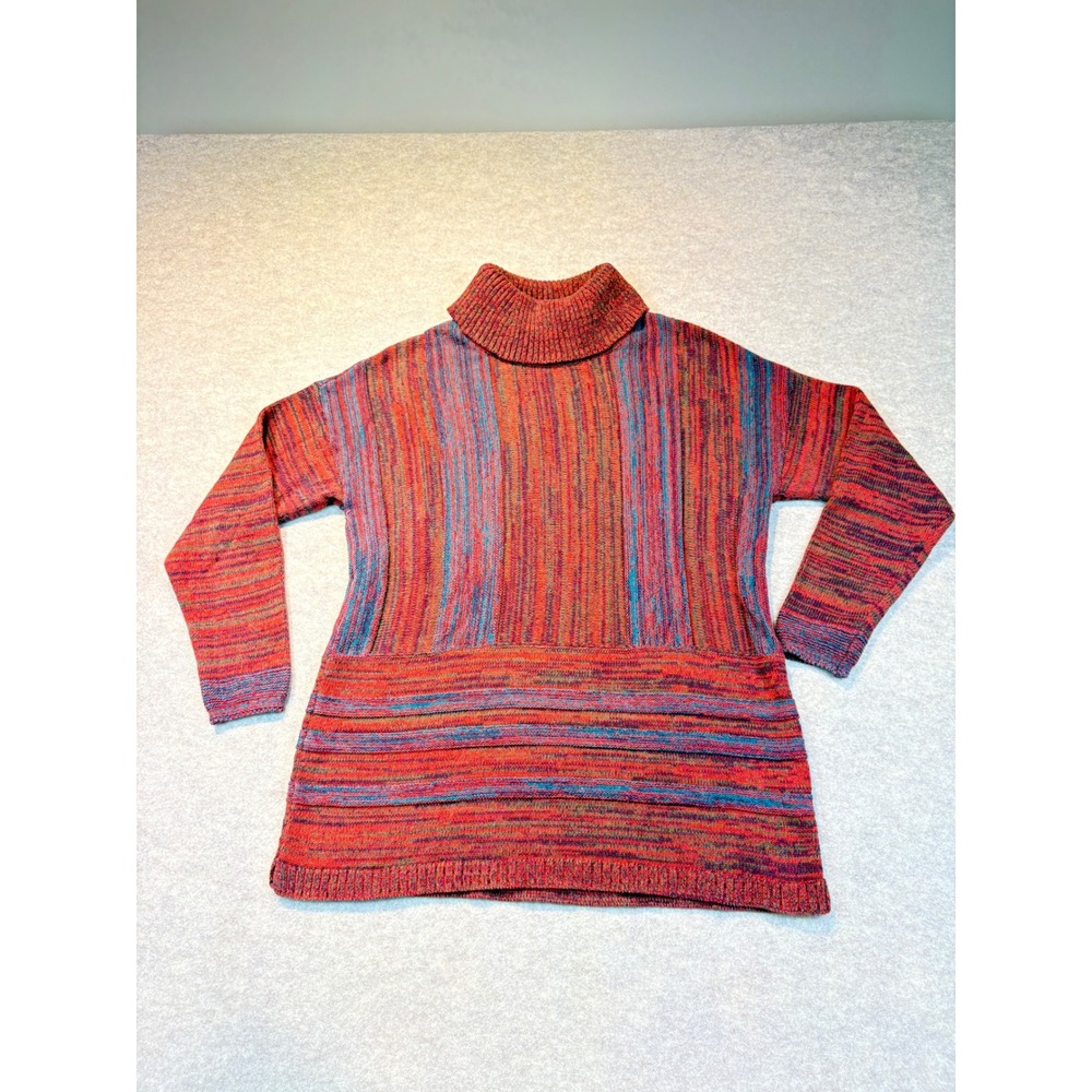 Soft Surroundings Womens Small Red Space Dye Cotton Turtleneck Sweater 26023